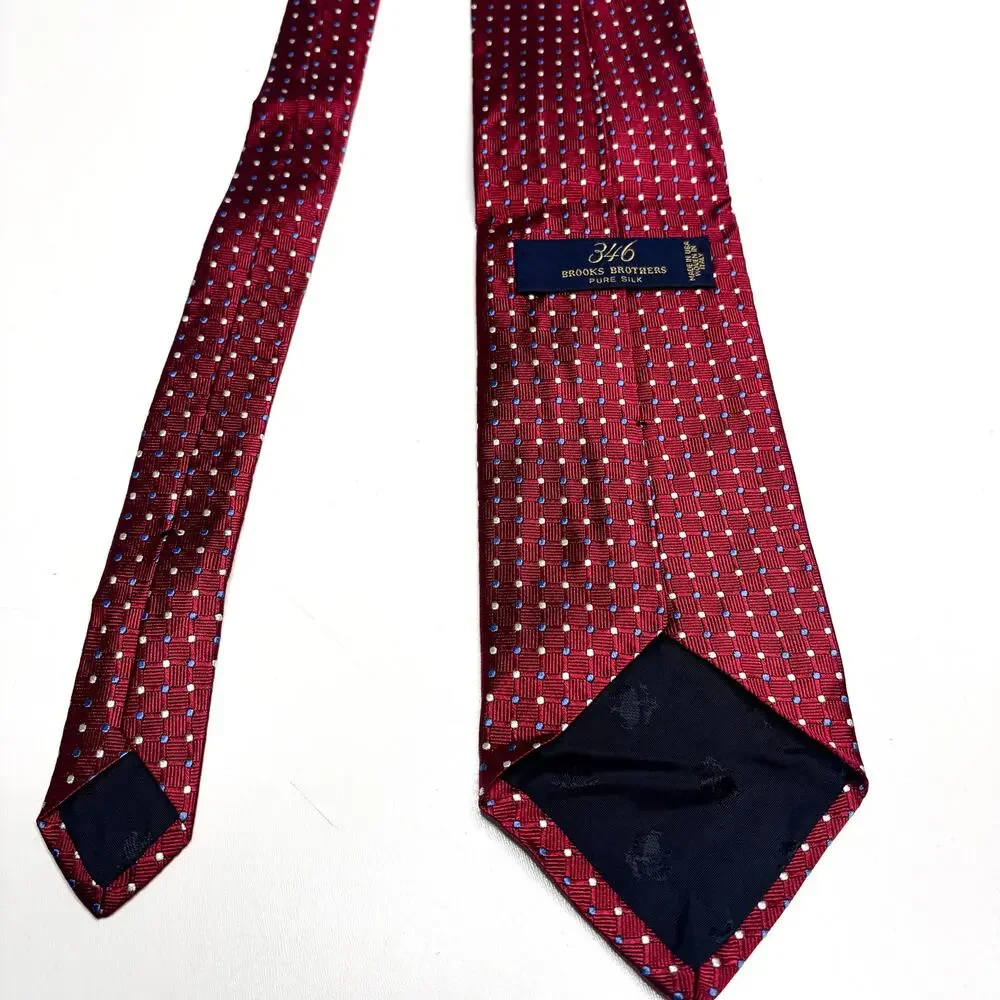 Brooks Brothers 346 Red Silk Grid, Dot Tie
